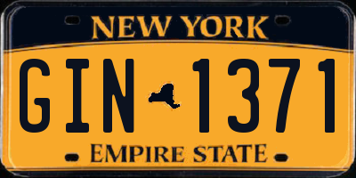 NY license plate GIN1371