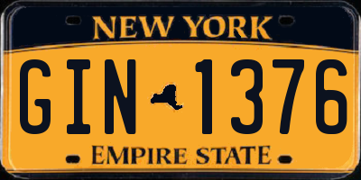 NY license plate GIN1376