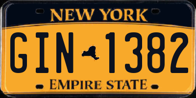 NY license plate GIN1382
