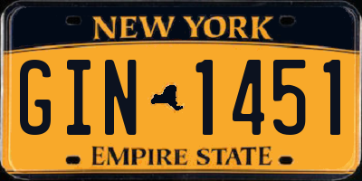 NY license plate GIN1451