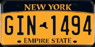 NY license plate GIN1494