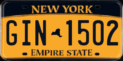 NY license plate GIN1502