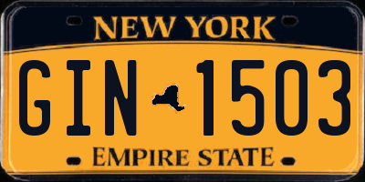 NY license plate GIN1503