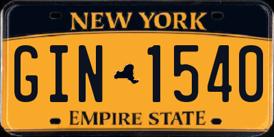 NY license plate GIN1540