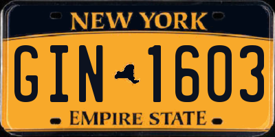 NY license plate GIN1603