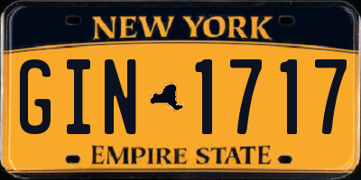 NY license plate GIN1717