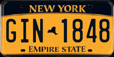 NY license plate GIN1848