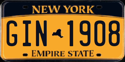 NY license plate GIN1908