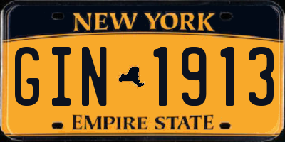 NY license plate GIN1913