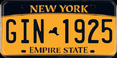 NY license plate GIN1925