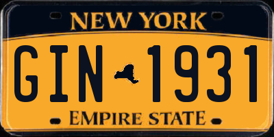 NY license plate GIN1931