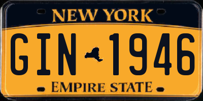 NY license plate GIN1946