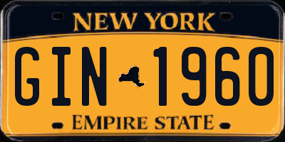 NY license plate GIN1960