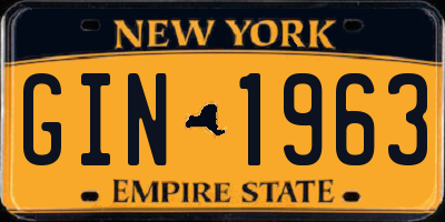 NY license plate GIN1963