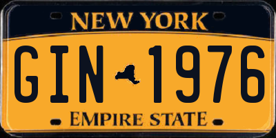 NY license plate GIN1976