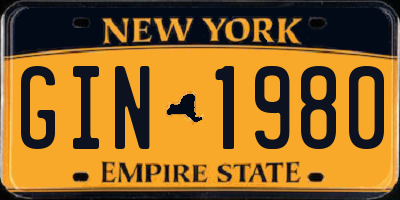 NY license plate GIN1980