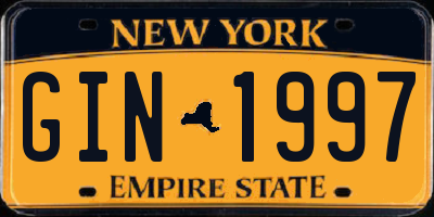 NY license plate GIN1997