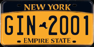 NY license plate GIN2001