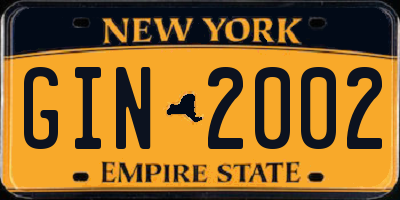 NY license plate GIN2002