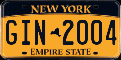 NY license plate GIN2004