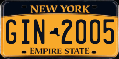 NY license plate GIN2005