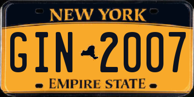 NY license plate GIN2007