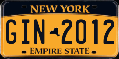 NY license plate GIN2012