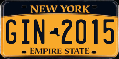 NY license plate GIN2015