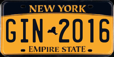 NY license plate GIN2016