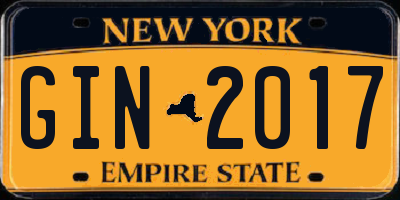 NY license plate GIN2017