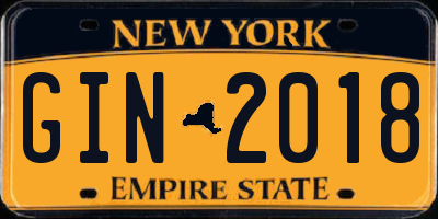 NY license plate GIN2018