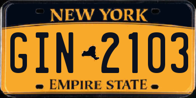 NY license plate GIN2103