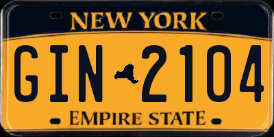 NY license plate GIN2104