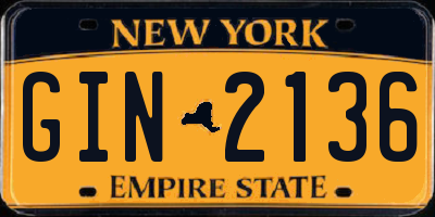 NY license plate GIN2136