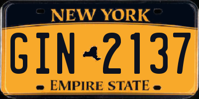 NY license plate GIN2137