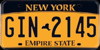 NY license plate GIN2145