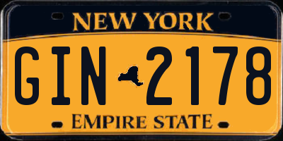NY license plate GIN2178