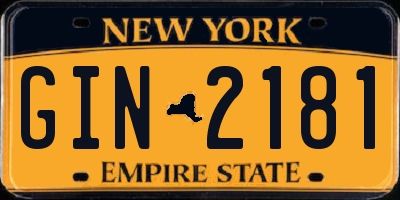NY license plate GIN2181