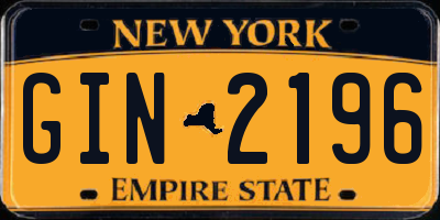NY license plate GIN2196