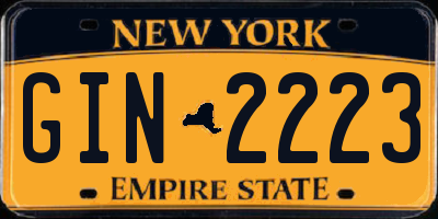 NY license plate GIN2223