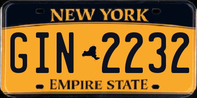 NY license plate GIN2232