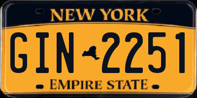 NY license plate GIN2251