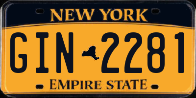NY license plate GIN2281