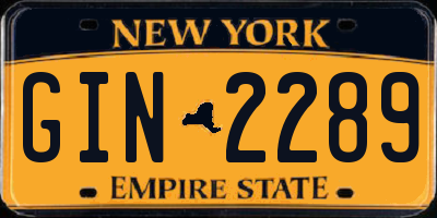 NY license plate GIN2289