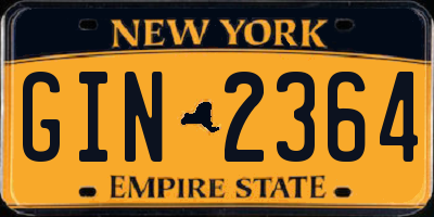 NY license plate GIN2364