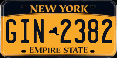 NY license plate GIN2382