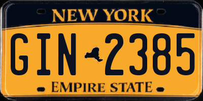 NY license plate GIN2385