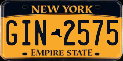 NY license plate GIN2575