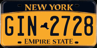NY license plate GIN2728