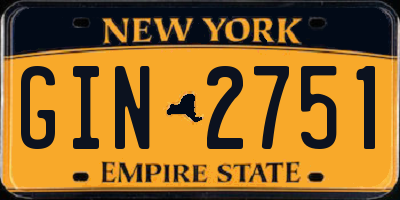 NY license plate GIN2751